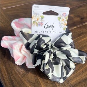 MacKenzie-Childs Pink and Black Patterned Scrunchies